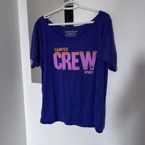 Campus Crew Purple Raw Hem Neck Top